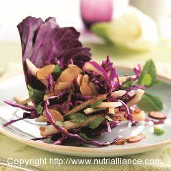 Jicama & Red Cabbage Salad with Mint and Cilantro, tossed with Sweet-and-Sour Asian Dressing